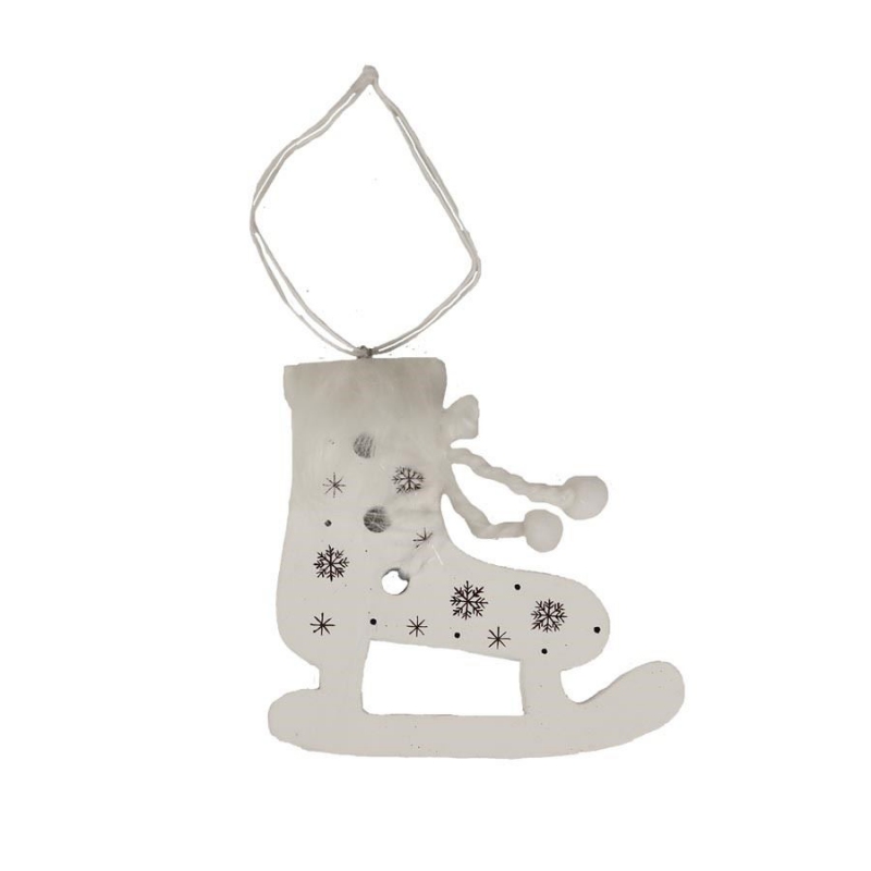 Korčuľa dekoračná drevená biela na zavesenie