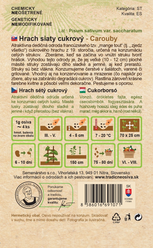 Semenárstvo Hrach siaty cukrový ´Carouby´