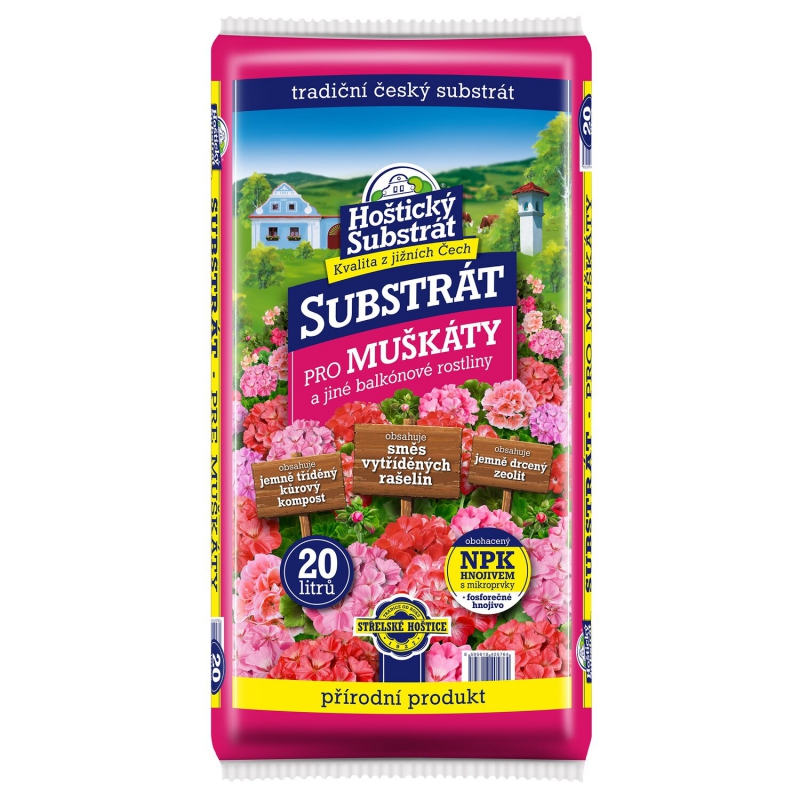 Hoštický Substrát na muškáty a balkónové kvety 20l