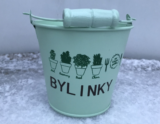 Obal  kovový zelený bylinky