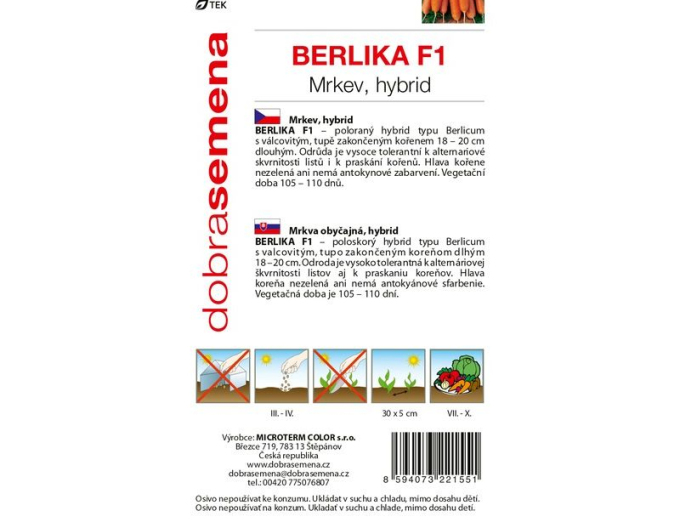 Dobrá semena Mrkva obyčajná ´Berlika F1´