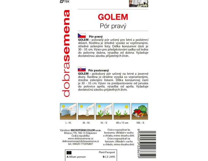 Dobrá semena Pór pestovaný ´Golem´