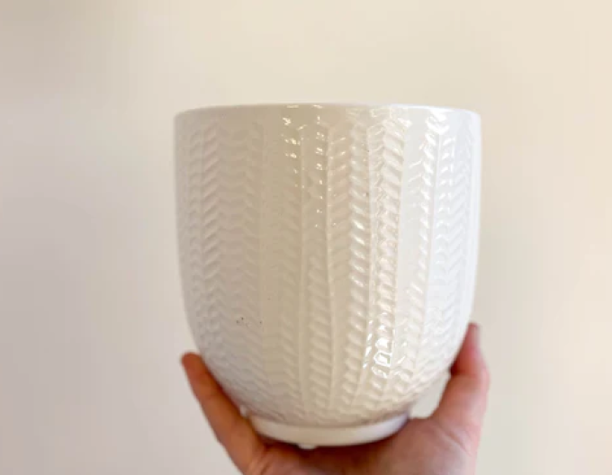 Obal na kvetináč keramický biely s leskom