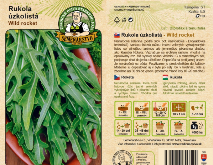 Semenárstvo Rukola úzkolistá ´Wild rocket´